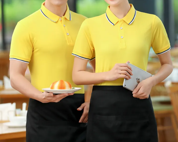 黃色酒店職業(yè)裝展示，酒店服務(wù)員制服